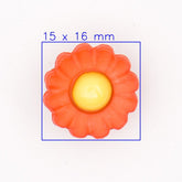 Oranje Bloemvormige Knoop met Geel Centrum 15x16mm Knopen KNP00008